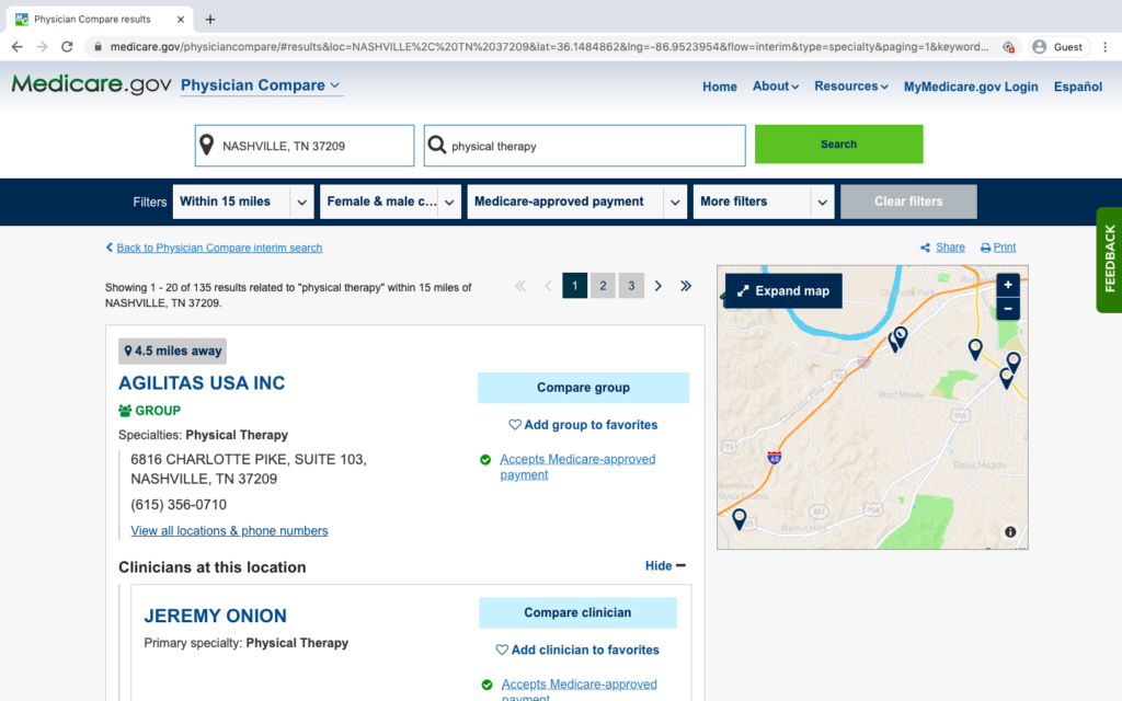 How to Find a Physical Therapist Who Takes Medicare Step 3 - Medicare Plan Finder