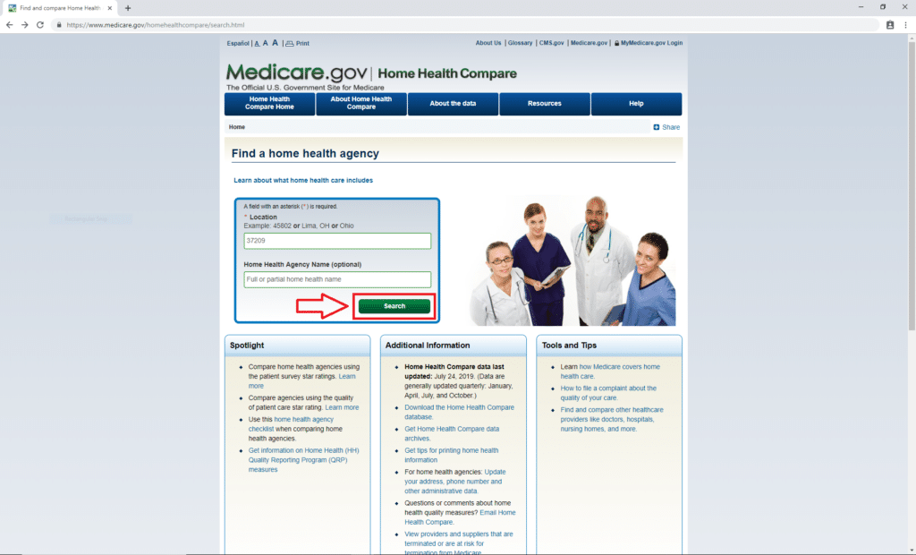 Medicare Home Health Agency Finder Step 1 | Medicare Plan Finder