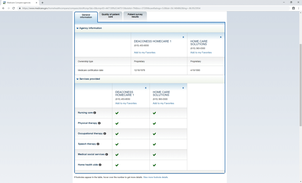 Medicare Home Health Agency Finder Step 5 | Medicare Plan Finder