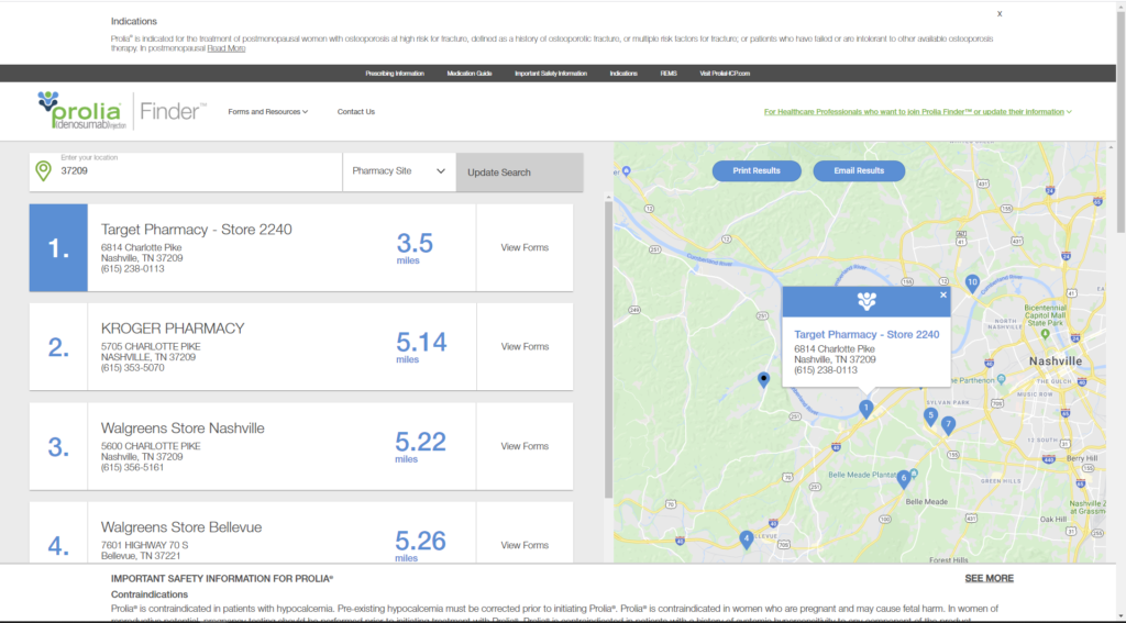 Prolia Finder Step 1 - Medicare Plan Finder